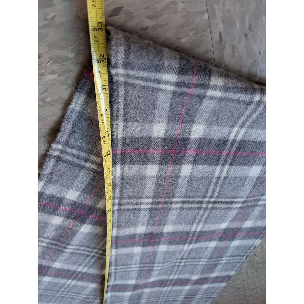 Blarney Heritage 100% Merino Wool Scarf Grey Pink Plaid Made in Ireland - Picture 5 of 6